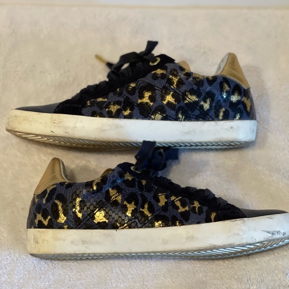 Zadig & Voltaire Wild Sneakers leather navy and gold size38 animal print - Picture 6 of 9